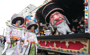 A FLOAT with an effigy of a Jew is seen during the carnival at Aalst, Belgium, on February 23.
