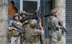  Army soldiers are deployed after gunfire erupted in Beirut, Lebanon October 14, 2021.