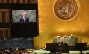  Israel's Ambassador to the UN Gilad Erdan speaks at the United Nations General Assembly as it discussed a resolution denouncing Holocaust denial, on January 20, 2022.