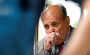  Former New York City Mayor Rudy Giuliani coughs as he speaks to media about the US evacuation of Afghanistan outside his apartment building in New York City, US, August 20, 2021.
