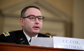 Lt. Colonel Alexander Vindman, director for European Affairs at the National Security Council, testifies before a House Intelligence Committee hearing as part of the impeachment inquiry into US President Donald Trump on Capitol Hill in Washington, US, November 19, 2019.