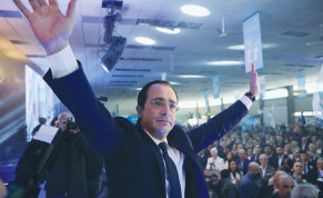  CYPRUS PRESIDENTIAL candidate Nikos Christodoulides waves to supporters during a pre-election rally in Nicosia, on Sunday.