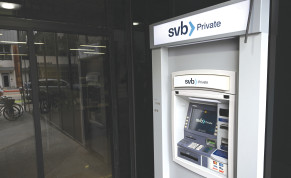  THE SVB Private logo is displayed on an ATM outside of a Silicon Valley Bank branch in Santa Monica, California on Monday. 