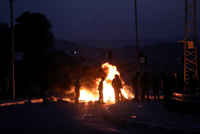 Israeli security forces clash with Bedouins during protest against forestation at the Negev desert village of Sawe al-Atrash, southern Israel, January 13, 2022.