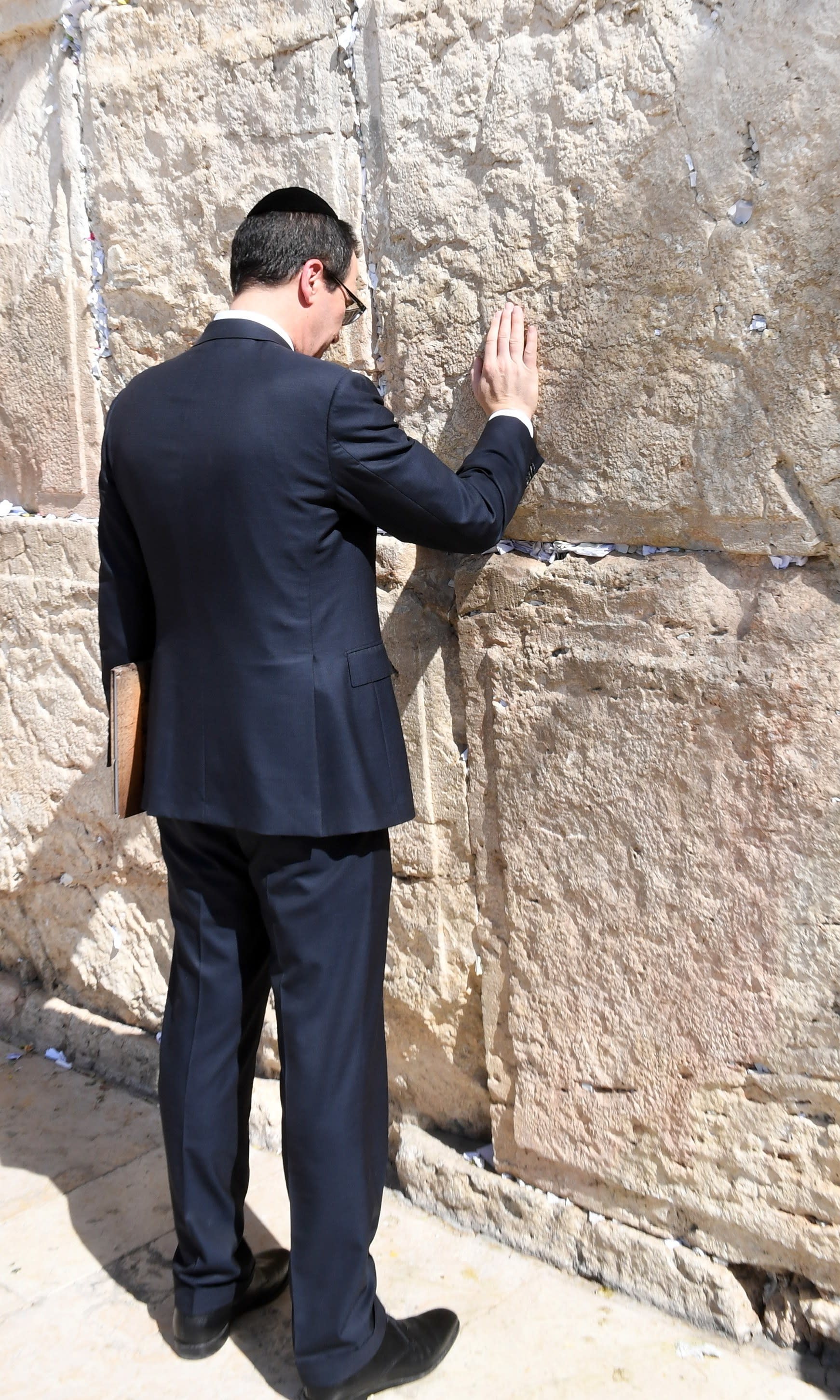 Treasury Secretary Steve Mnuchin at the Western Wall (Credit: Matty Stern / US Embassy Tel Aviv)