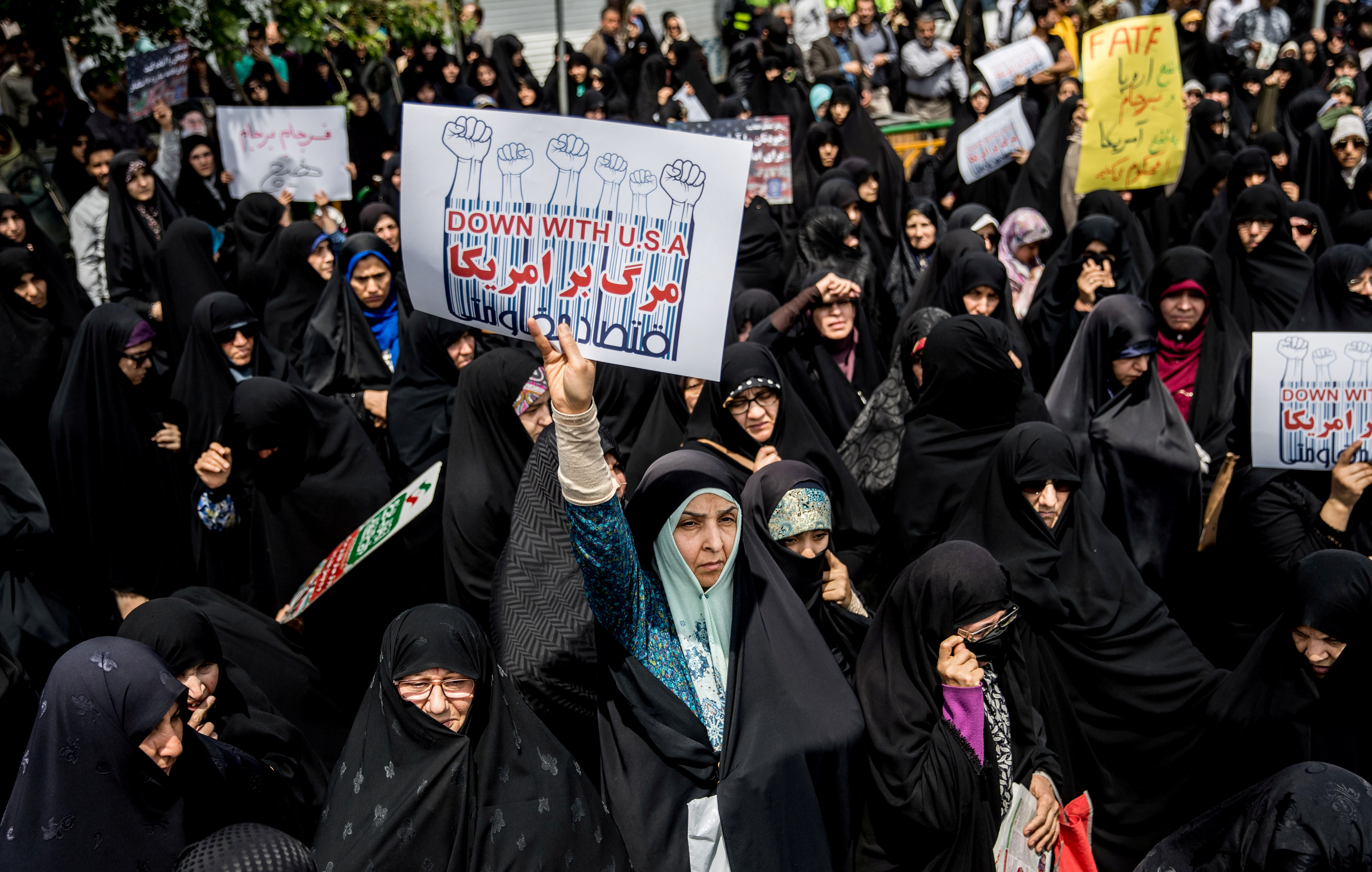 Iranian women gather during a protest against U.S. President Donald Trump's decision to walk out of a 2015 nuclear deal, in Tehran, Iran, May 11, 2018 (Reuters/Tasnim News Agency)