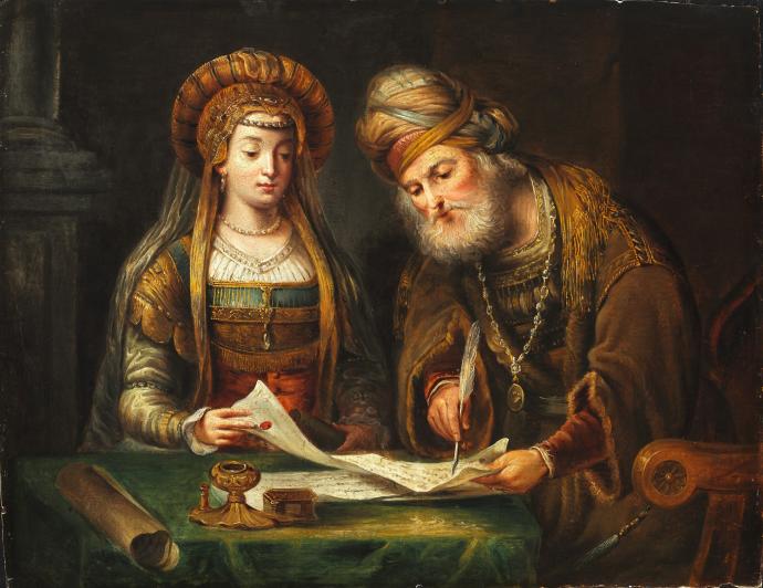 ‘Esther and Mordecai’ by Aert de Gelder, a student of Rembrandt, which is now in the Museum of Fine Arts in Budapest. (Credit: Wikimedia Commons)