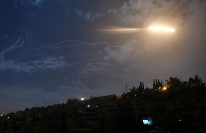 Missile fire is seen over Damascus, Syria January 21, 2019.SANA/HANDOUT VIA REUTERS