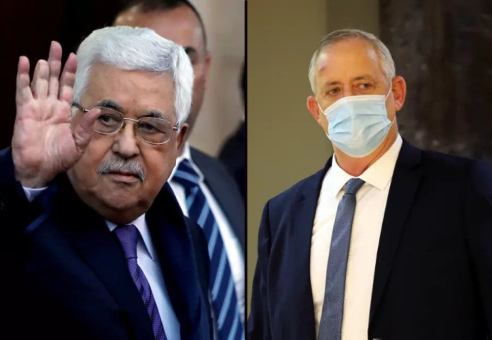 Palestinian Authority President Mahmoud Abbas and Israeli Defense Minister Benny Gantz. (ALEX KOLOMOISKY / POOL, MOHAMAD TOROKMAN/REUTERS).
