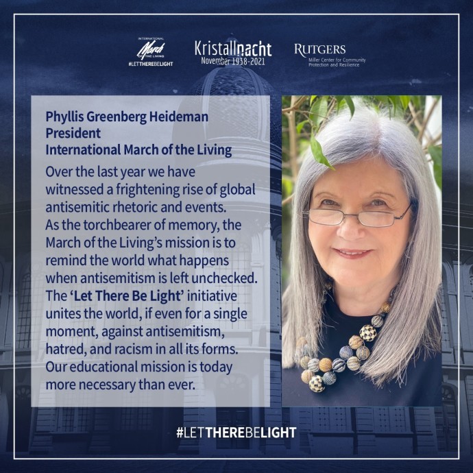 International March of the Living to commemorate Kristallnacht: Phyllis Greenberg Heideman statement (Credit: March of the Living)