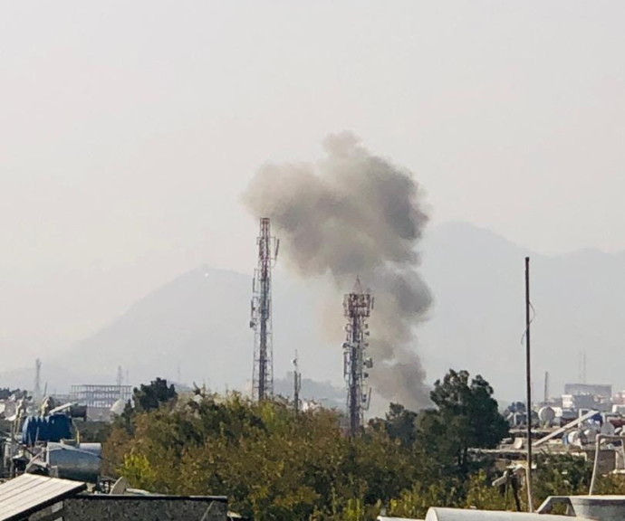 Smoke billows near the Sardar Mohammad Daud Khan National Military Hospital after an explosion in central Kabul, Afghanistan November 2, 2021HANDOUT/REUTERS