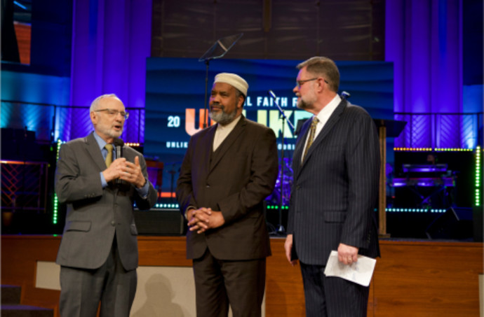 Rabbi David Saperstein, Imam Mohamed Magid and Pastor Bob Roberts (Credit: Courtesy via ALL ARAB NEWS)