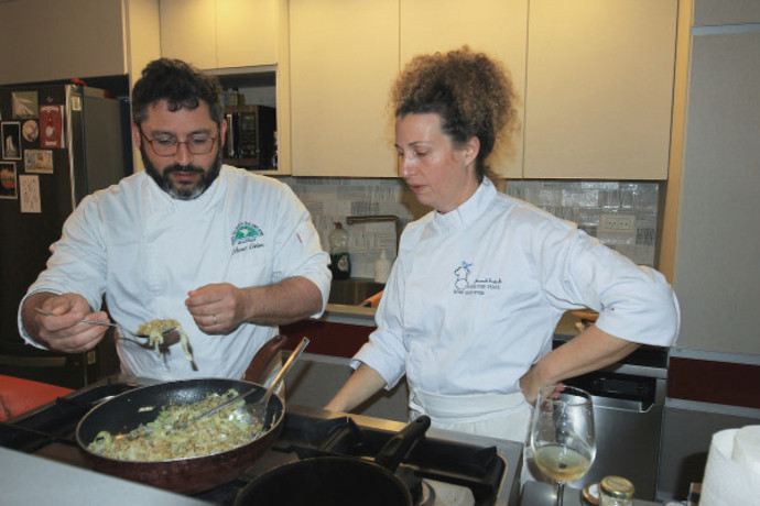 Chefs Boaz Cohen and Hemdat Goldberg (Credit: CARRIE HART / ALL ISRAEL NEWS)