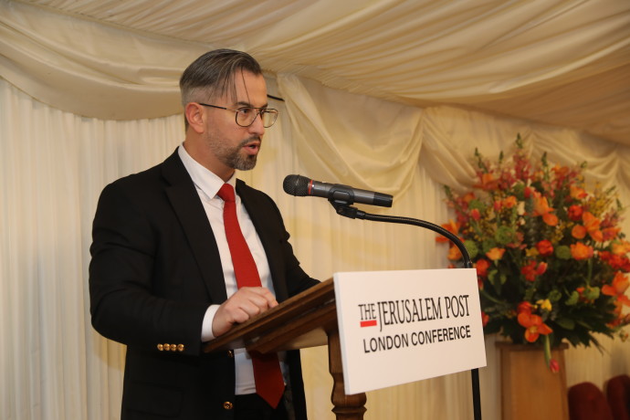 SPIRIT OF reconciliation and understanding: Eitan Neishlos speaks at the UK House of Lords. (Credit: Marc Israel Sellem)