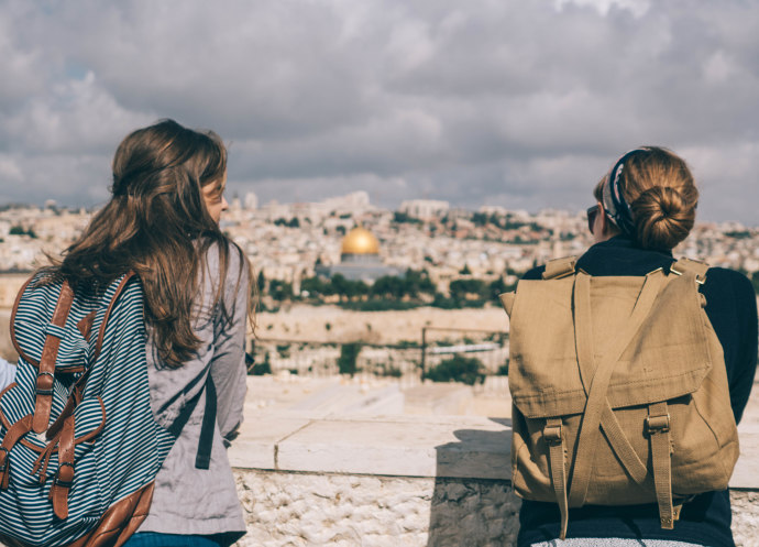 Christian students on the Mount of Olives during a Passages trip to Israel (Credit: Courtesy of Passages)