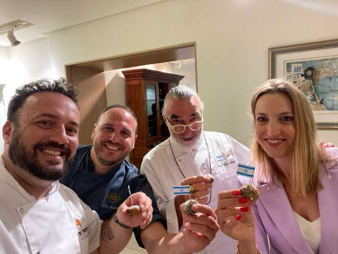 Noga Caspi, Deputy Head of Mission with Israeli chefs (Credit: Noga Caspi)