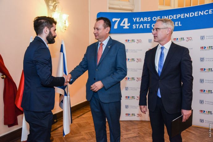 Israeli Ambassador to Poland, Dr. Yaakov Livneh and The Israeli Ambassador to Ukraine, Michael Brodsky (Credit: Katarzyna Rainka)