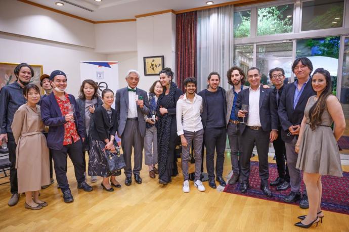 Ambassador Gilad Cohen with the cultural attaché Efrat Machikawa, the GTO Trio and guests (Credit: Masataka Ishida)