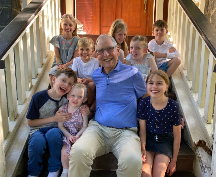 RELAXING WITH his eight grandchildren in Vancouver (Credit: Dr. Phil Switzer)