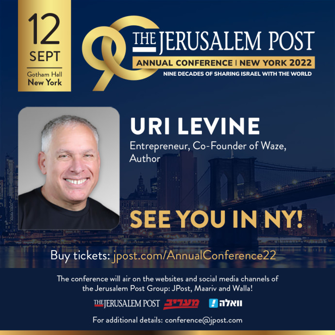 Uri Levine will speak at the Jerusalem Post Annual Conference on Sept. 12, 2022 in New York.