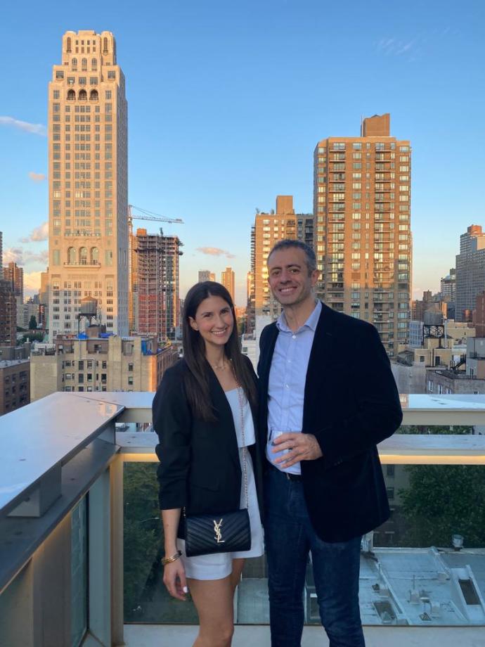 Aliza Fagen and Albert Babayev, National New Leadership co-chairs of Israel Bonds, at the organization's New Leadership Summer Soiree in New York City in June 2023 (Credit: courtesy of Israel Bonds)