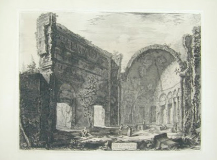 Giovanni Battista Piranesi, The Hall of the Philosophers in Hadrian's Villa, Tivoli  From the series Views of Rome, (Credit: Haifa Museum)s