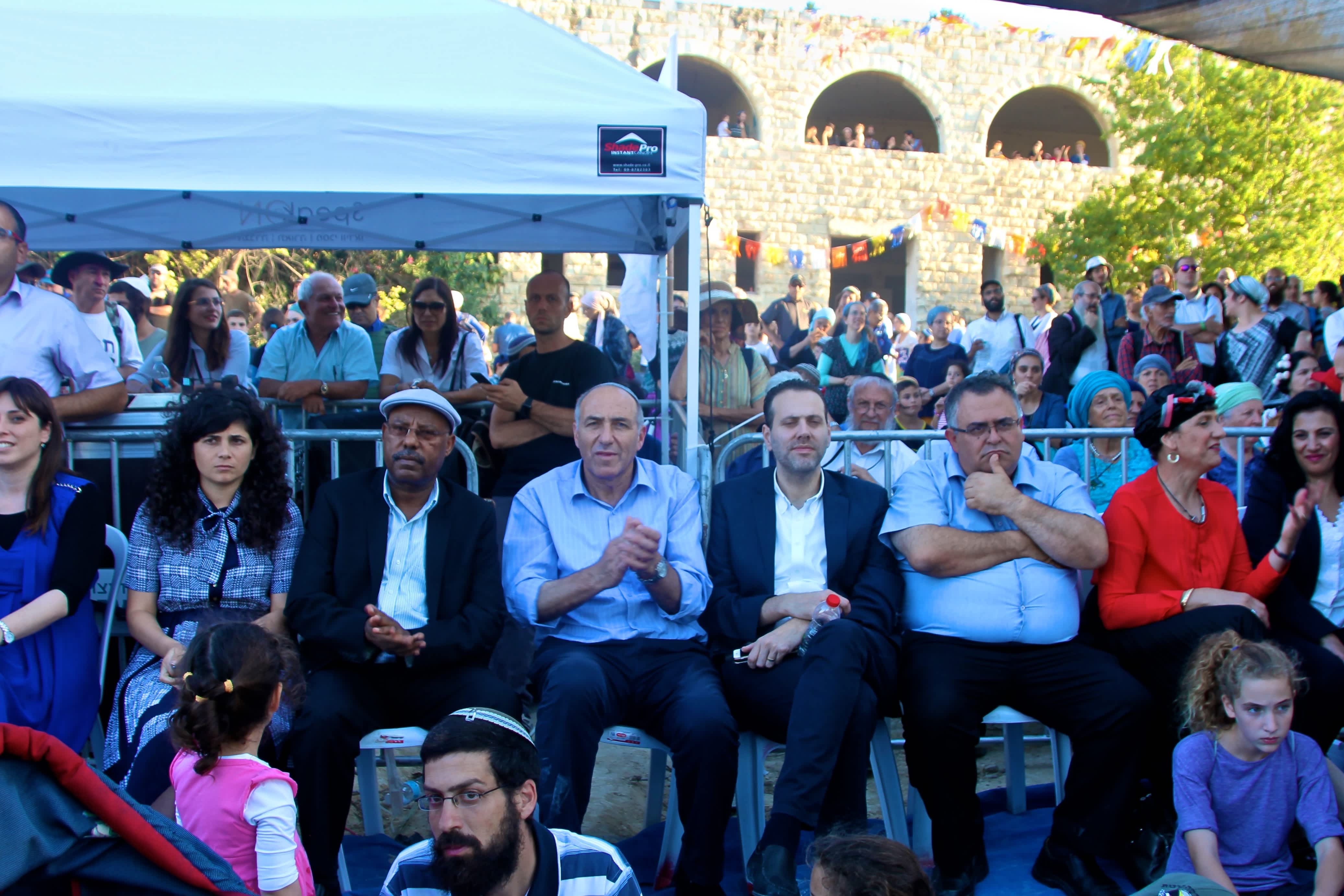  Parliamentarians at the protest rally at the site of the former Sa-Nur settlement in Samaria (credit: Tovah Lazaroff)
