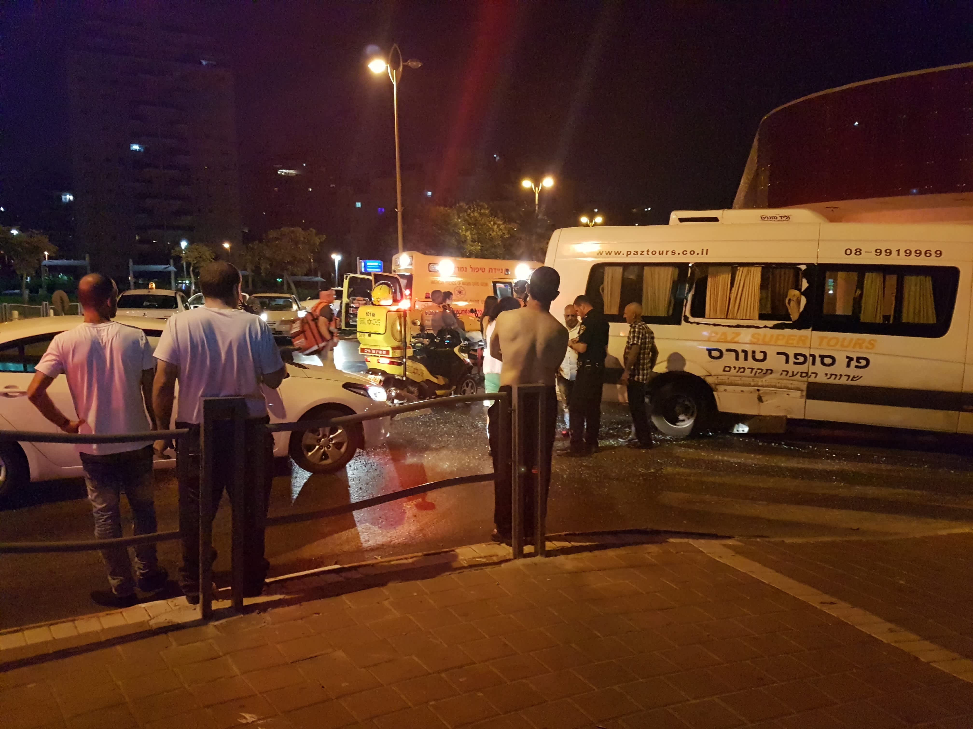 The scene of an accident involving a bicyclist and a van in Holon (credit: Becky Brothman)
