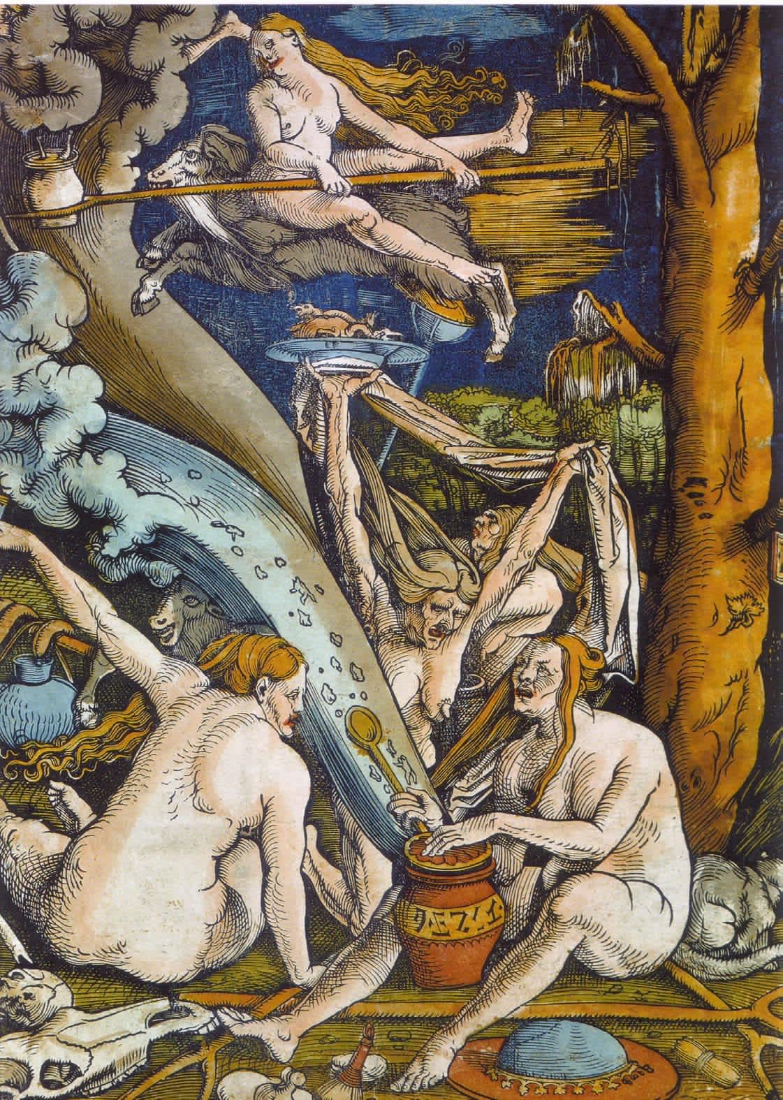  ‘Witches’ by Hans Baldung, a woodcut from 1508.