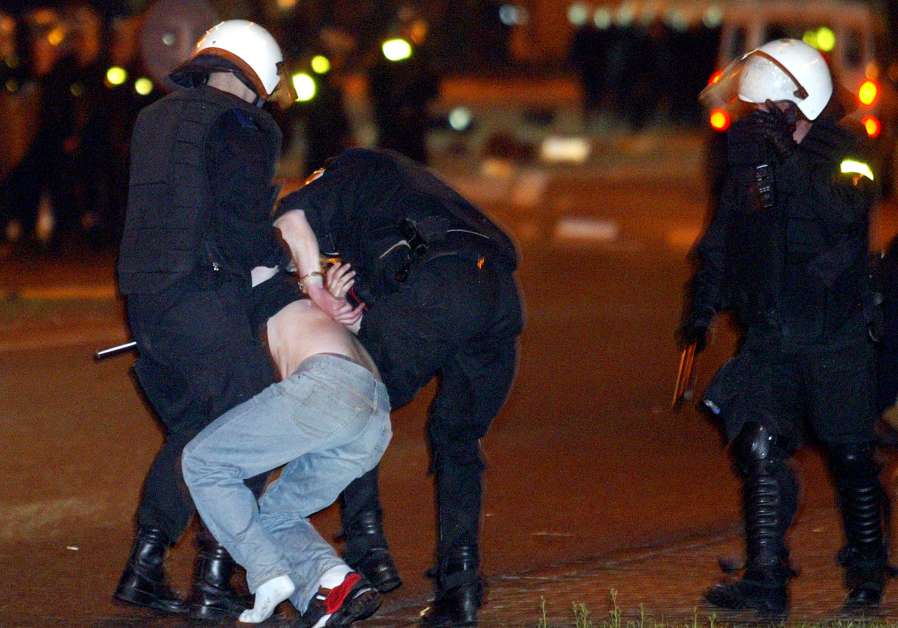 Police arrest Polish soccer fan. (photo credit:REUTERS) 