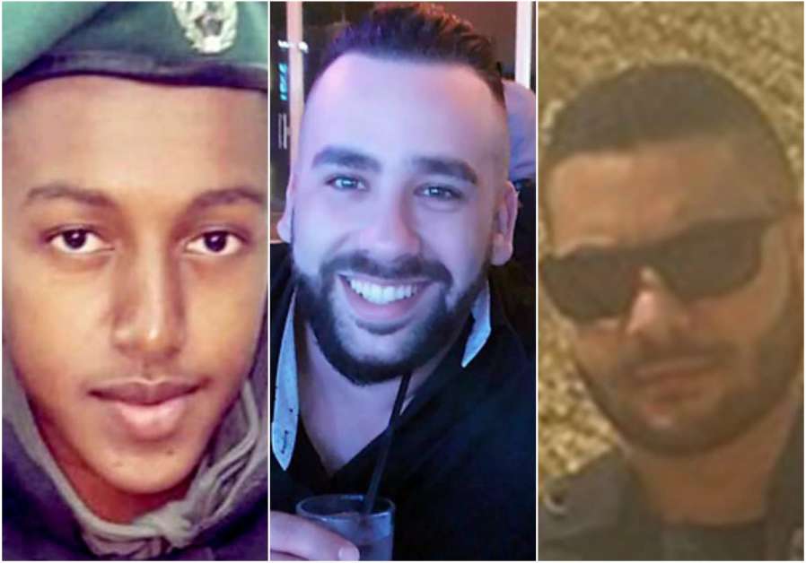 St. Sgt. Solomon Gabaria, Yossef Otman and Or Arish, the victims of the Har Adar West Bank terror shooting, September 26, 2017.  (Courtesy Israel Police)