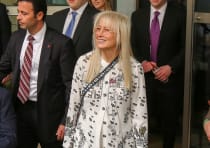 Miriam Adelson at the inauguration of the US embassy in Jerusalem, May 14, 2018