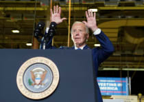 US President Joe Biden delivers remarks during a visit to Gateway Technical College in Sturtevant, W