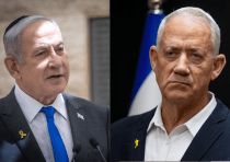   L-R: Prime Minister Benjamin Netanyahu; Minister Benny Gantz