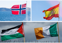  From top left: The flags of Norway, Spain, Palestine and the Republic of Ireland (illustrative)