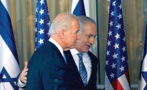 Prime Minister Benjamin Netanyahu and then-US vice president Joe Biden leave after a joint statement to the media at the Prime Minister’s Residence in Jerusalem on March 9, 2010.