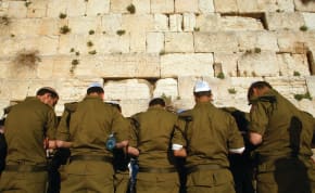 ISRAELI SOLDIERS pray at the Western Wall.