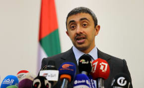  United Arab Emirates' Foreign Minister Sheikh Abdullah bin Zayed Al Nahyan speaks during a joint news conference with Algeria's Foreign Minister Sabri Boukadoum in Algiers, Algeria January 27, 2020.
