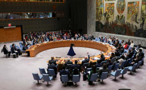  Members of the UN Security Council vote on a proposal to demand that Israel and Hamas allow aid access to the Gaza Strip, December 22, 2023.