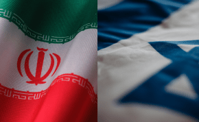  Iran flag and Israel flag