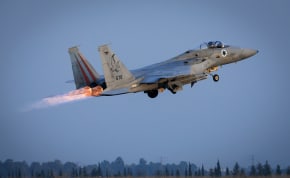  Israel Air Force fighter jet F-15, at the Tel Nor airforce base. January 01, 2024. 