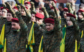  Members of Hezbollah attend the funeral of Wissam Tawil, a commander of Hezbollah's elite Radwan forces who according to Lebanese security sources was killed during an Israeli strike on south Lebanon, in Khirbet Silem, Lebanon, January 9, 2024.