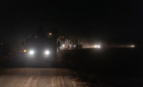  IDF humanitarian aid trucks enter through the Northern crossing of Israel in to Gaza on April 12, 2024