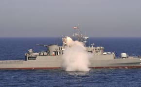  A Noor missile is fired from Iran's first domestically made destroyer, Jamaran, during a war game by the Iranian army near Jask port in southern Iran May 11, 2010. 