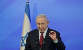  Israeli prime minister Benjamin Netanyahu holds a press conference at the Ministry of Defense in Tel Aviv on February 29, 2024. 
