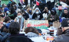 A collective of groups organised by Jewish students at Columbia and Barnard in solidarity with Gaza and the protest encampment host Passover Seder at Columbia University, during the ongoing conflict between Israel and the Palestinian Islamist group Hamas, in New York City, U.S., April 22, 2024