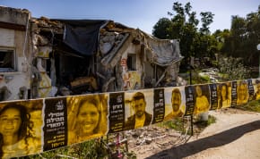  destroyed houses from the October 7 massacre six months ago, in Kibbutz Kfar Aza, southern Israel, April 7, 2024