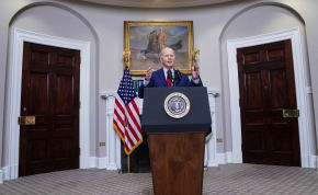  US President Joe Biden speaks about student protests at US universities, amid the ongoing conflict between Israel and Hamas, during brief remarks in the Roosevelt Room at the White House in Washington, US, May 2, 2024.