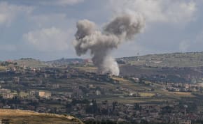  Smoke rises after an Israeli air strike in southern Lebanon, as seen from the Israeli side of the border, May 5, 2024.