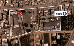 An infographic of the UNRWA complex in which the Hamas war room was embedded